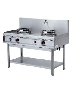 Fourneau wok gaz, 2 feux (2x 13 kW)
