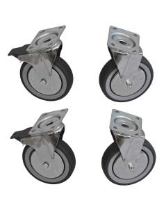 Kit de 4 roues "Inox" armoires, 2 avec freins