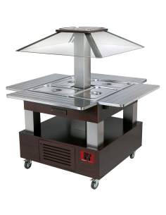 Ilot buffet - Salad bar, réfrigéré, 4x GN1/1-150 (Bois Wengé)