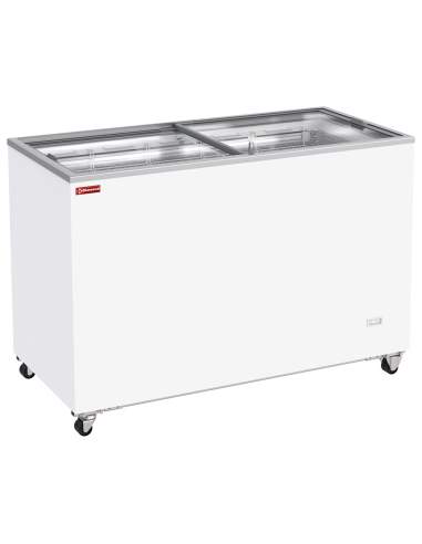 Conservateur bahut, 410 litres, couvercles coulissants sur roulettes