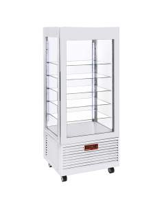 Vitrine 4 faces T° positive, 5 étagères en verre, ventilée, 480 Lit, BLANCHE