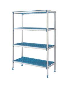Rayonnage linéaire en aluminium anodisé 4 niveaux "Modular Rack" 