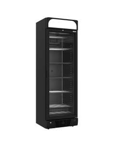 Vitrine ventilée négative vitrée 374  litres - 5 niveaux fixes avec caisson lumineux - NOIRE