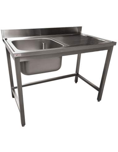 Plonge inox ECO 1 cuve égouttoir droite, sans tablette inférieure