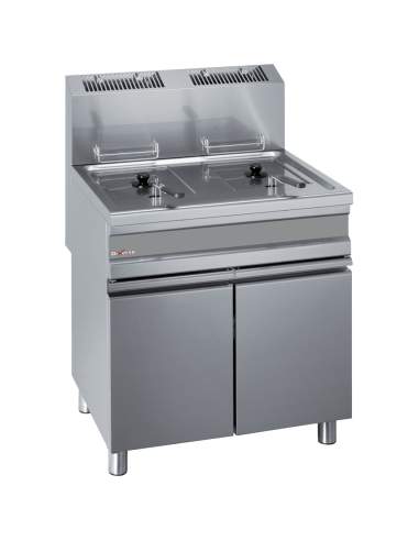 Friteuse gaz 2 cuves 15 litres sur armoire