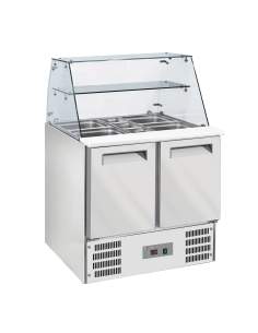 Saladette avec vitre bombée 2x GN1/1+3x GN 1/6-150 mm + réserve 2 portes GN 1/1