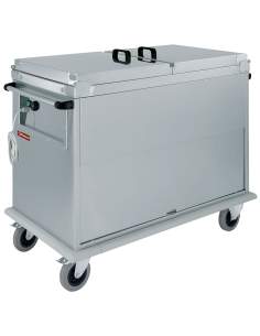 Chariot bain-marie 2x GN 1/1, 1 T°, avec couvercles, armoire porte basculante