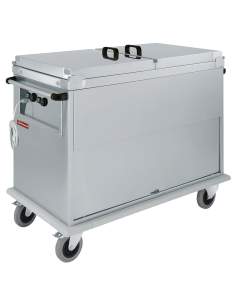 Chariot bain marie 2x GN 1/1, 2 T°, couvercles, armoire porte basculante