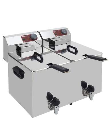 Friteuse de table électrique 2x 8 litres + robinet de vidange