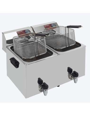 Friteuse de table électrique 2x 8 litres + robinet de vidange
