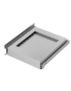 Etagère de fond inox extractible sur guides pour compartiment avec porte