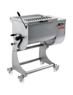 Mélangeur à viande en inox 80 kg, piètement sur roues