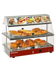 Vitrine chauffante avec bloc lumineux, 2 étages