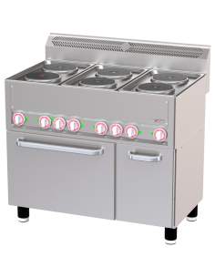 Fourneau 6 plaques électriques sur four à convection GN1/1 et armoire neutre