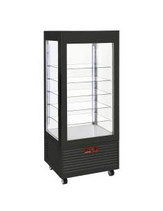 Vitrine 4 faces T° positive, 5 étagères en verre, ventilée, 480 Lit, NOIRE