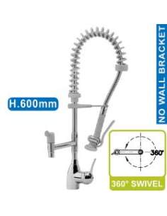 Douchette acier inox et robinet avec groupe mitigeur monocommande (Sortie MONO)