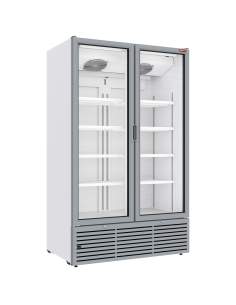 Vitrine ventilée positive 1142 litres, 2 portes battantes - BLANCHE