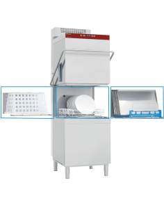 Lave-vaisselle & batteries a capot, panier 600x500 mm + Adoucisseur en continu + Condenseur-récupérateur de buées