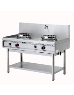 Fourneau wok gaz, 2 feux (2x 13 kW)