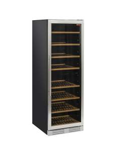 Vitrine cave à vins, ventilée, porte en acier inox, 470 Lt - 2 T° - NOIRE