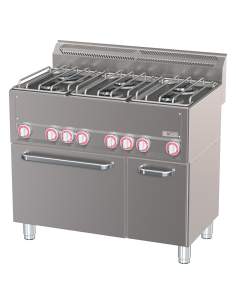 Fourneau 6 feux sur four à convection GN1/1 et armoire neutre