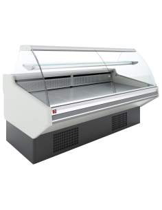 Comptoir ventilé, avec réserve, vitre bombée - Frontal BLANC