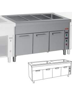 Elément bain-marie sur armoire chauffante 2x 3 GN 1/1