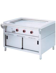 Plaque "Teppanyaki" gaz, 3 zones (3x 7 kW), sur armoire