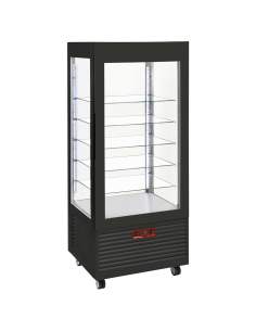 Vitrine 4 faces T° négative, 5 étagères en verre , ventilée, 480 Lit, NOIRE