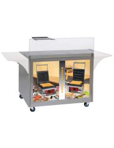 Meuble à gaufres en inox, sur roulettes