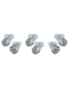 Kit 6 Roues inox pour tables, pivotantes, 2x avec freins