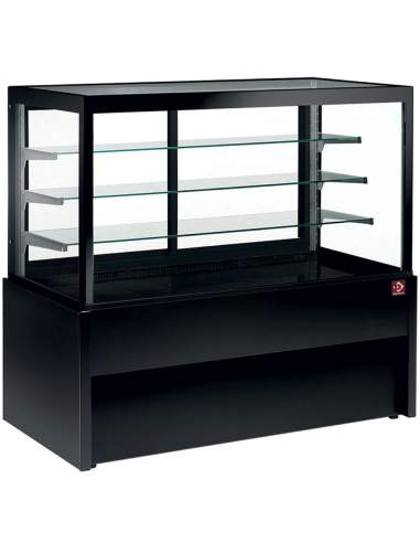 Comptoir vitrine panoramique, ventilé, 4 niveaux, sans réserve - NOIR