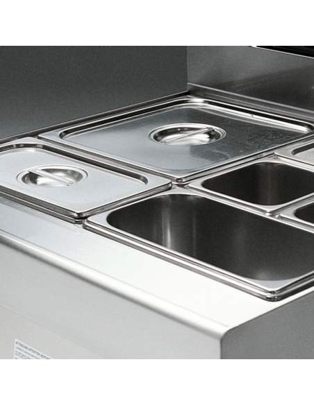 Bain-marie électrique 8x GN 1/3-150 mm, armoire ouverte