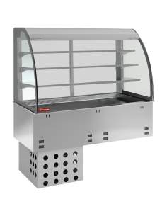 Elément cuve et vitrine sur 3 niveaux ouverte (avec rideau), réfrigérées, ventilées, 2x GN 1/1