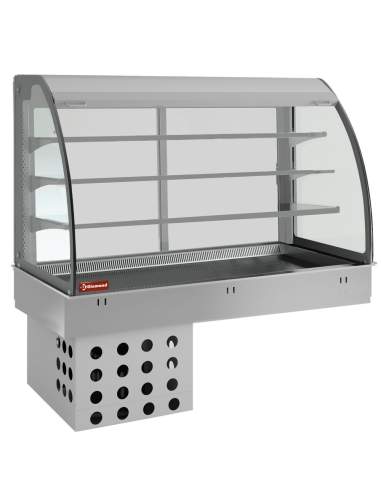 Elément top et vitrine sur 3 niveaux ouverte (avec rideau), réfrigérés, ventilés, 5x GN 1/1