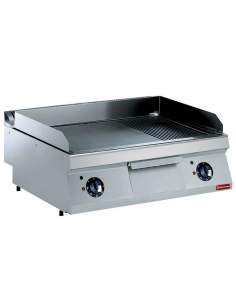 Plaque de cuisson électrique 2/3 lisse- 1/3 rainurée chromée -TOP-