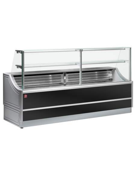 Comptoir vitrine réfrigérée - Version neutre  à vitre droite 90°, sans réserve