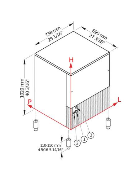 Machine à glace PEBBLE ICE 146 kg avec réserve 50 Kg - EAU