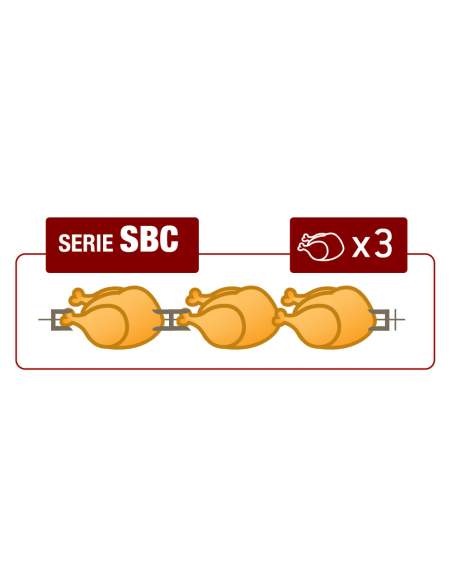 Rôtissoire à poulets vitrocéramique, 2 broches (6 poulets) SMALL