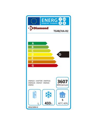 Table de congélation "murale", ventilée, 4 portes GN 1/1, 550 litres