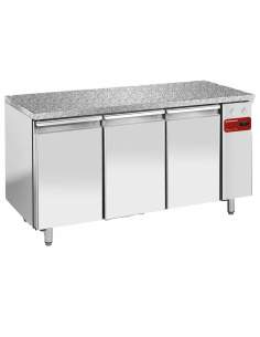 Table de congélation, vent.,3 portes EN 600x400 - Top en granit (Sans groupe)