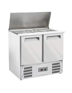 Saladette avec couvercle 2x GN1/1+3x GN 1/6-150 mm + reserve 2 portes GN 1/1