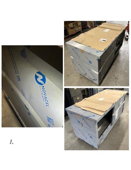 Table sur armoire neutre "traversante centrale"