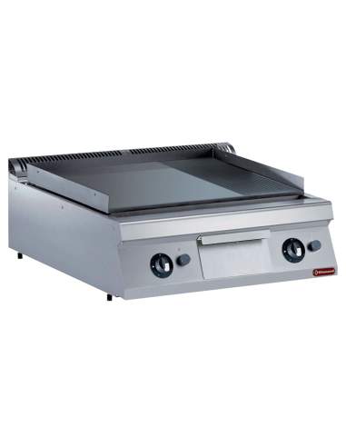 Plaque de cuisson gaz, 2/3 lisse et 1/3 rainurée -TOP-