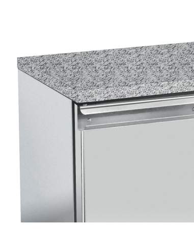 Table frigorifique, ventilée, 4 portes EN 600x400 - Top en granit (Sans groupe)