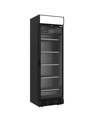 Vitrine ventilée positive 382 litres NOIRE avec caisson lumineux