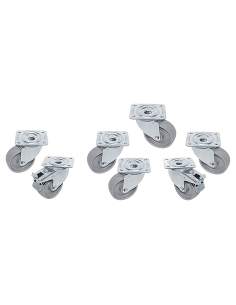Kit 7 Roues inox pour tables, pivotantes, 2x avec freins