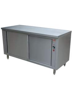 Table armoire chauffante, portes coulissantes "traversante centrale"