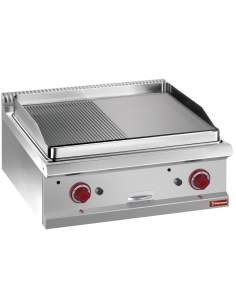 Plaque de cuisson gaz 1/2 lisse 1/2 rainurée, module 1/1  -TOP-