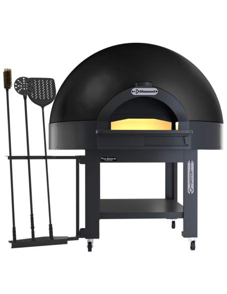 Four statique à cupole, sole fixe, 9 pizzas (Ø 33) avec support sur roues - BLACK